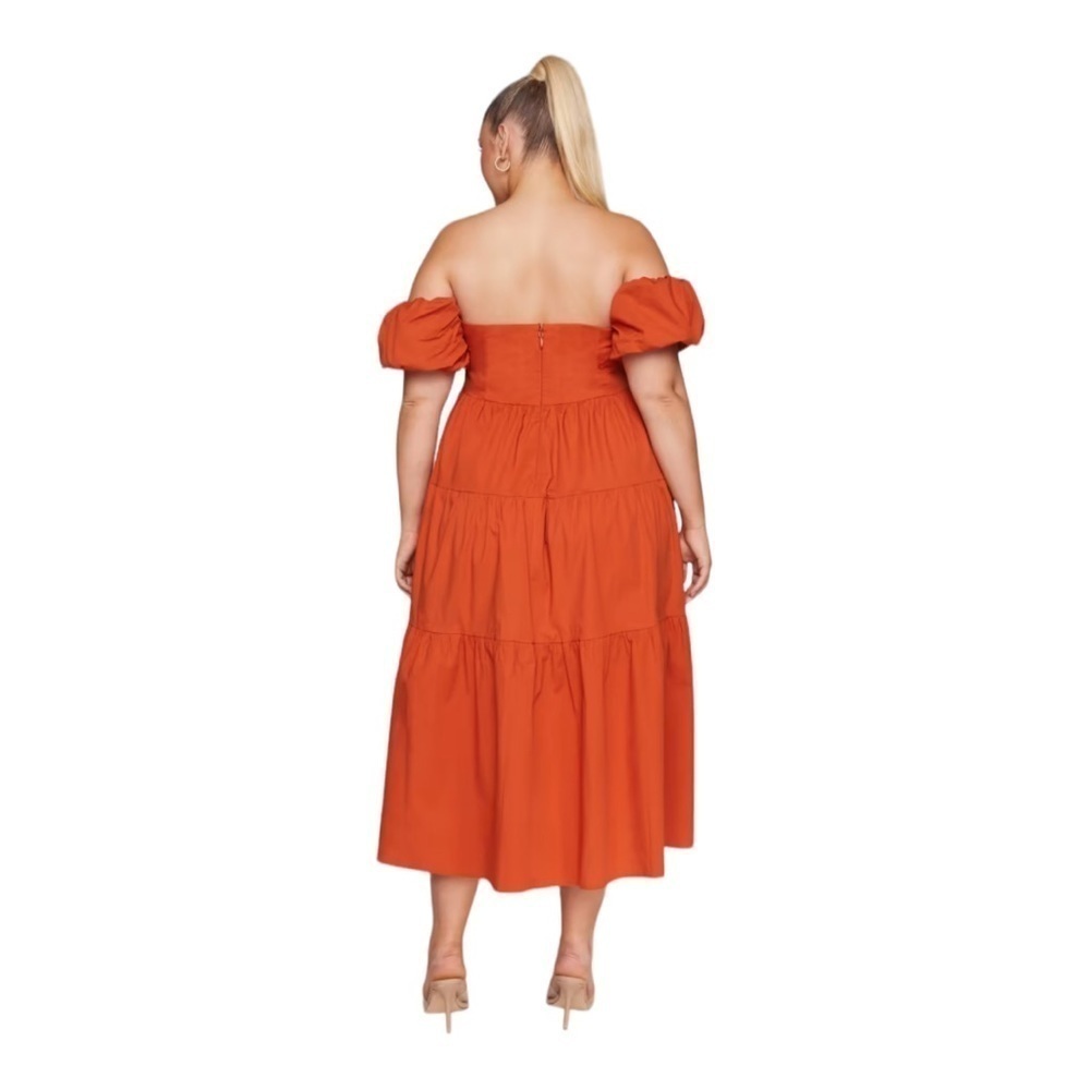 Fashion to Figure Aspen Off-The-Shoulder Midi Dress Color Rust Size 0 - Picture 4 of 4